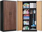 SISESOL Wide & Deep Metal Storage Cabinet with Hanging Rod,Broom Closet Storage Cabinet with Lock,72" Tall Wardrobe Cabinets with Doors and Shelves,Locking Steel Tool Cabinets for Home,Office,Garage - Image 6