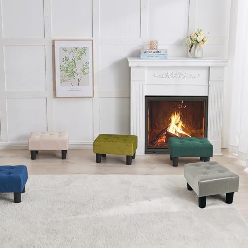 BRIAN & DANY Small Foot Stool, Leather Foot Stools with Legs, Stable Small Footstool for Living Room, Charcoal Gray - Image 7