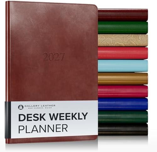 Gallery Leather Desk Weekly Planner 2026-2027 Acadia Tan by GalleryLeather