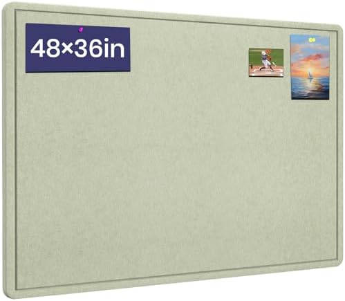 Large Cork Bulletin Board 48" x 36", Felt Pin Board, Sage Green by Hrrtyueg