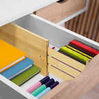 DoubleFill 4 Pcs 6 Inch High Drawer Dividers 15"-22" Adjustable, Wood Color - Image 6