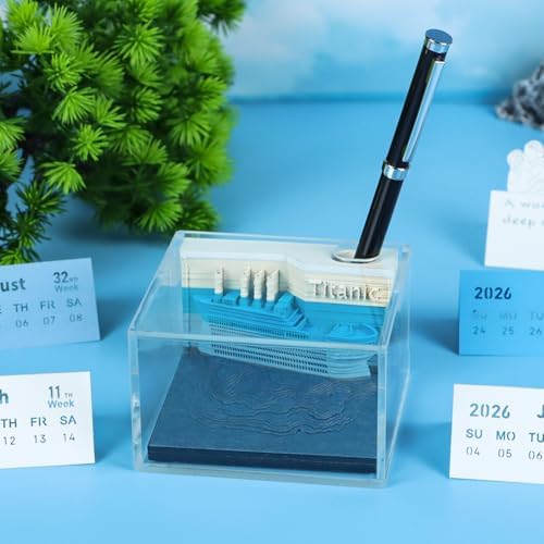 3D Memo Pad, 3D Calendar 2027, Time Piece Calendar, Tear-Off Calendars 2027, 3D Paper Carving Art Memo Pad, Art Carving Sticky Notes for Office Home Gifts Ornaments (Ship) - Image 3