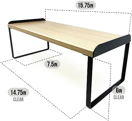 Mitus Stacking Wood Shelf Organizer, Counter Cabinet Storage Rack, 16 inch - Image 3