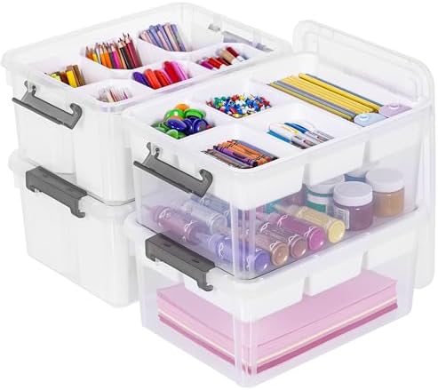 Citylife 17QT 4Packs Clear Craft Organizers and Storage Bins with Lids by CITYLIFEHomeOrganization