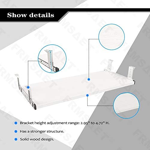 FRMSAET Under Desk 20/24/30 inch Keyboard Drawer Platform (30 in, White) - Image 2