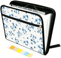 WEBEEDY Blue Flowers Expanding File Folder 13 Pockets Accordion Folder Document Organiser with 12 Color Labels and Zipper, Paperwork Organizer for Photo Letter Receipt Back to School Supplies, A4 by WEBEEDY
