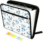 WEBEEDY Blue Flowers Expanding File Folder 13 Pockets Accordion Folder Document Organiser with 12 Color Labels and Zipper, Paperwork Organizer for Photo Letter Receipt Back to School Supplies, A4 by WEBEEDY