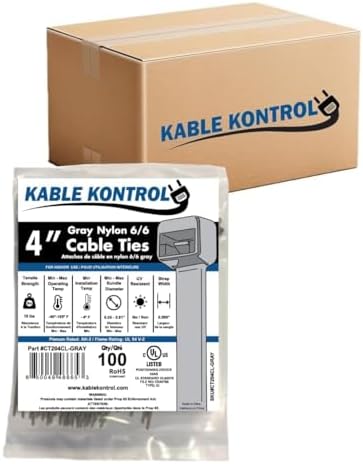 Kable Kontrol Cable Zip Ties, 4 Inch, 40000 Pcs, 18lbs Test, Gray by KABLEKONTROL%C2%AE