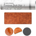 Premium Distressed Faux Vegan Leather Desk Mat | Multifunctional Desk Pad for Home Office | (Brown/Tan, 12" x 27.5") by Wolvende