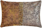 The HomeCentric Pack of 2 Decorative Lumbar Pillow Cover Rust & Gold, 12"x20" (30x50 cm) Velvet Gold Foil, Sequins Embroidered, Handmade Oblong Pillow Cover Abstract Modern - Shimmering Corrosion by TheHomeCentric