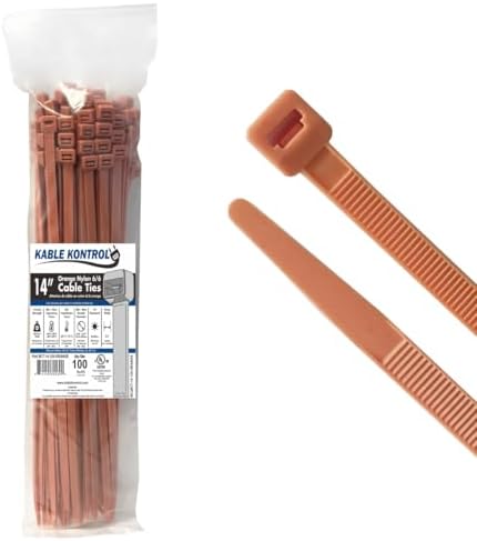 Kable Kontrol Cable Zip Ties, 14 Inch, 100 Pcs, HD 120lbs Test, Orange by KABLEKONTROL%C2%AE
