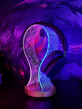 YuanDian Headphone Stand, Walnut Wood Headset Holder with Blue Pink LED Night Light for Gamers, Men, and Music Lovers - Perfect Desk Gift Idea by YuanDian