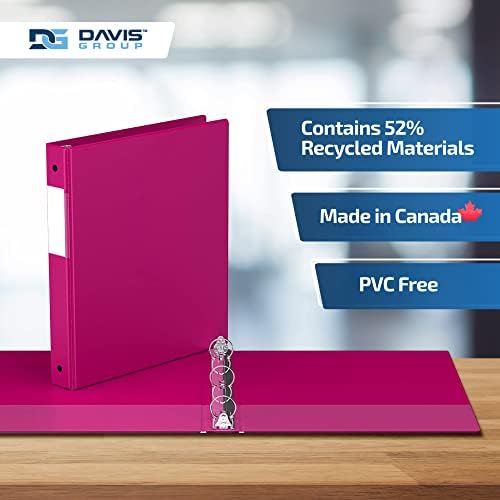 Premium Economy 3-Ring Binder, Spine Label, 1" Round Rings, Pink, 6 Pack - Image 6