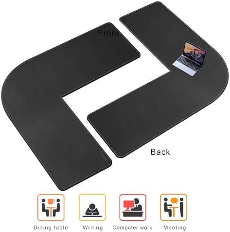 Chihein L-Shaped Desk Pad for Home Office Black (57.1”+ 57.1”) x 19.7” - Image 3
