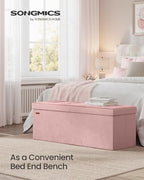 SONGMICS Foldable Storage Ottoman with Flipping Lid, 43.3 Inch Velvet Bench - Image 3
