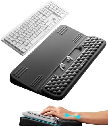 Vaydeer Keyboard Stand with Wrist Rest, Gaming Wrist Support Pad, Ergonomic Hand Rest Arm Memory Foam for Palm Typing Comfort, Keyboard Riser Holder Lifter Computer Desk Accessory Office Home-Black by Vaydeer
