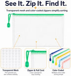 19pcs Mesh Zipper Pouches with Organizer Bag, 5 Sizes Zipper Bags - Image 4