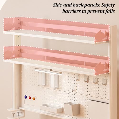 Metal Desktop Bookshelf with Pegboard, Clamp on Desk Organizer Shelf, Multi-Tier Desktop Hutch for Dorm Room, Countertop Storage Display Rack, Desktop Bookcase for Study Offices - Image 7