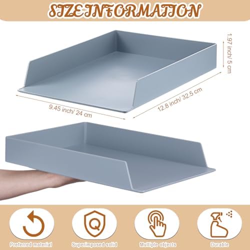 Wenqik Gray Letter Trays Stackable, 4 Pcs Plastic Desk Organizer - Image 4