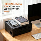 Wooden Cable Management Box - A Stylish Cable Storage Box, Suitable for Power sockets, USB Hiding, TV Cables, Desktop and Floor Cables - a Large Cable Storage Box for Management - Image 3