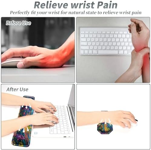 3Pcs Mouse Pad Set, Watercolor Flowers Large Gaming Mouse Pad with Stitched Edge, Ergonomic Memory Foam Keyboard Wrist Support and Mouse Wrist Rest Cushion, Pain Relief Non-Slip Desk Pad Combo - Image 5