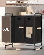 Laundry Sorter 3 Section,Laundry Basket with Wheels,3×15.8 Gal (60L) Black - Image 6