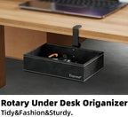 Under Desk Drawer, Clamp on Desk Organizer Hanging Desk Storage PU Leather - Image 2