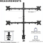 VIVO Quad 13 to 30 inch LCD Monitor Desk Mount | Adjustable 4 Screen Stand - Image 4