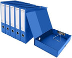HUA JIE 6 Pack A4 Storage File Boxes Plastic Archives Cases with Clip,Blue by HUA+JIE