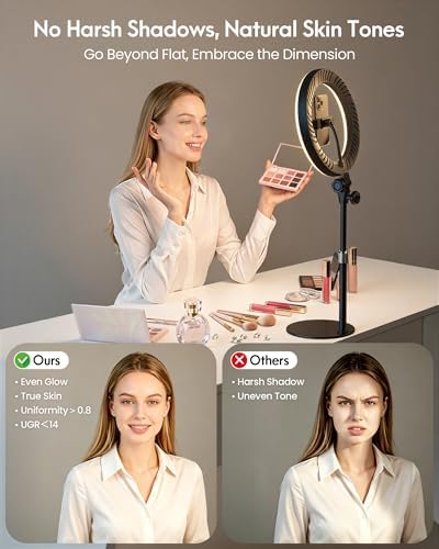 Desk Ring Light with Stand for Computer, Desk Light for Video Recording - Image 2