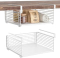 Under Shelf Storage Basket, Hanging Wire Basket with 1.13 Inches Thick Clips for Kitchen, Pantry or Laundry Room, Under Cabinet or Desk Storage Organizer, White, 13.75" L-Solid Bottom, 2 Pack by SHINEWON