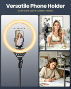 UBeesize 12" LED Ring Light with 62" Tripod Stand, Phone Holder & Remote - Image 6