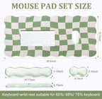 L-SPOUTTO Green Checkered Mouse Pad Set,Scalloped XXL Desk Mat Set - Image 5