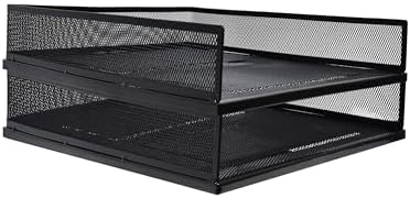 A3 Metal Letter Tray, 2pcs/4pcs/6pcs, Stackable Paper Tray, Metal Mesh Desktop Organizer, File Document Storage Rack for Home, Office, School, Black/White, Horizontal/Vertical (2, Vertical,Black) by Unknown