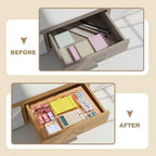 Briwooody 2 Pcs Clear Acrylic Desk Drawer Organizer 12 x 8 x 1.77 Inch Drawer Organizer Trays with 6 Compartments Desk Accessories for Office Makeup Silverware Bathroom - Image 5