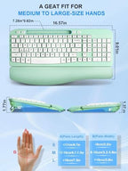 Hayyiesh Ergonomic Wave Keys Wireless Keyboard and Mouse Combo, Full Size with Memory Foam Wrist Rest & Phone Holder, 2.4G Cordless Set with USB-C Adapter for Windows Mac Desktop Laptop (Mint Green) - Image 2