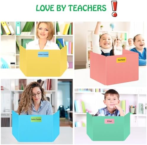 32 Pack Desk Privacy Panel Desk Divider - Pastel Colorful Testing Dividers for Classroom Supplies- Easy Clean Privacy Shields for Student Testing Desk dividers- Includes Extra Labels - Image 5