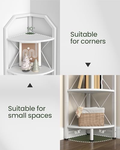 CHOEZON 6-Tier Industrial Corner Shelf, 71.2" Corner Storage Stand, Plant Stand Display Shelf, Corner Bookcase for Bedroom, Living Room, Home Office, White TCJ11WB - Image 3