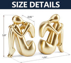 Gold Bookends Book Ends, Unique Decorative Girl Thinker Design,Non-Slip Home Office Bookshelf Decor, Modern Book Holder for Shelves, Heavy Duty Resin Book Stopper for Books,2Piece - Image 2