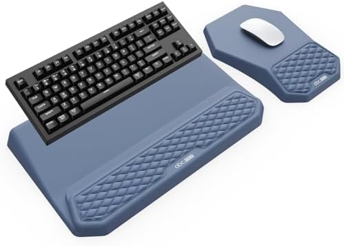 3-in-1 Ergonomic Keyboard Stand with Wrist Rest & Mouse Pad Set, Blue by abcmat