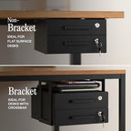Under Desk Drawer Slide-Out – Lockable Metal Storage Drawers with Cable Management for Office & Home (Double, Bracketed) - Image 5