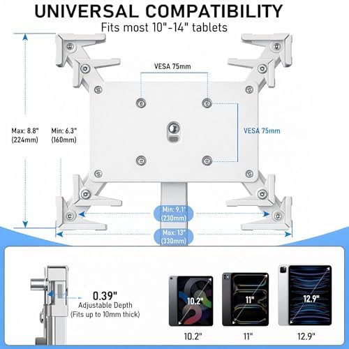 Secure Desk Tablet Kiosk Stand for 10"-14" iPad Pro Air and Samsung Tablets - Image 3