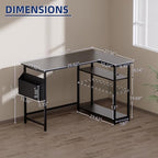 Pamray 40 Inch L Shaped Computer Desk with Reversible Side Storage Shelves, Small Corner Desk for Small Space Home Office, Writing Study Table PC Desk for Bedroom, Vintage - Image 3