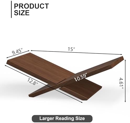 Wooden Book Stand for Display, Large Open Book Holder for Desk (Brown) - Image 6