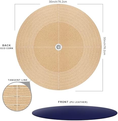 CENNBIE 30 Inch Cork Leather Round Table Cover Mat (Blue) - Image 2