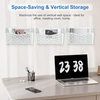 EasyPAG 3 Pack Hollow Design Wall-Mounted File Organizer - Heavy Duty Metal, Vertical Space Saving, Letter Size Single Pocket Holder for Office, Home, School, White - Image 2
