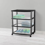 Sterilite 2 Pck Wide 3 Drawer Storage Cart Plastic Rolling Organizer, Black - Image 2