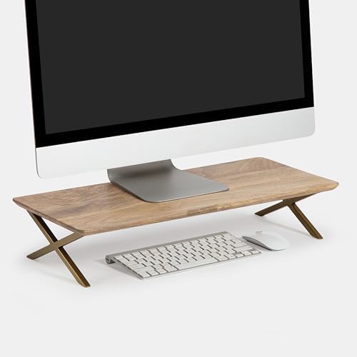 Anji Mountain Monitor Stand for Desk - Desktop Organizer & Laptop Riser, Ergonomic Monitor Riser, Space-Saving, Durable, Easy Assembly & Ideal for Home & Office,Natural, 24-Inch, Classic by AnjiMountain