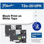 Brother TZe-2512PK ~1" (9mm) Black on White Laminated Label Tapes - Image 2
