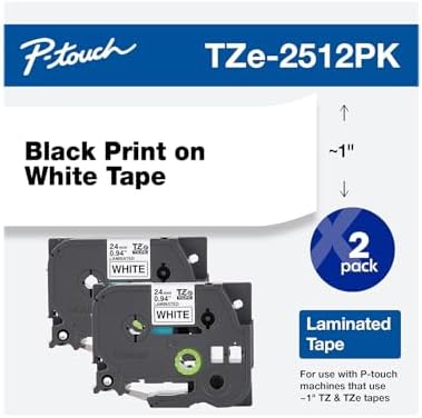Brother TZe-2512PK ~1" (9mm) Black on White Laminated Label Tapes - Image 2